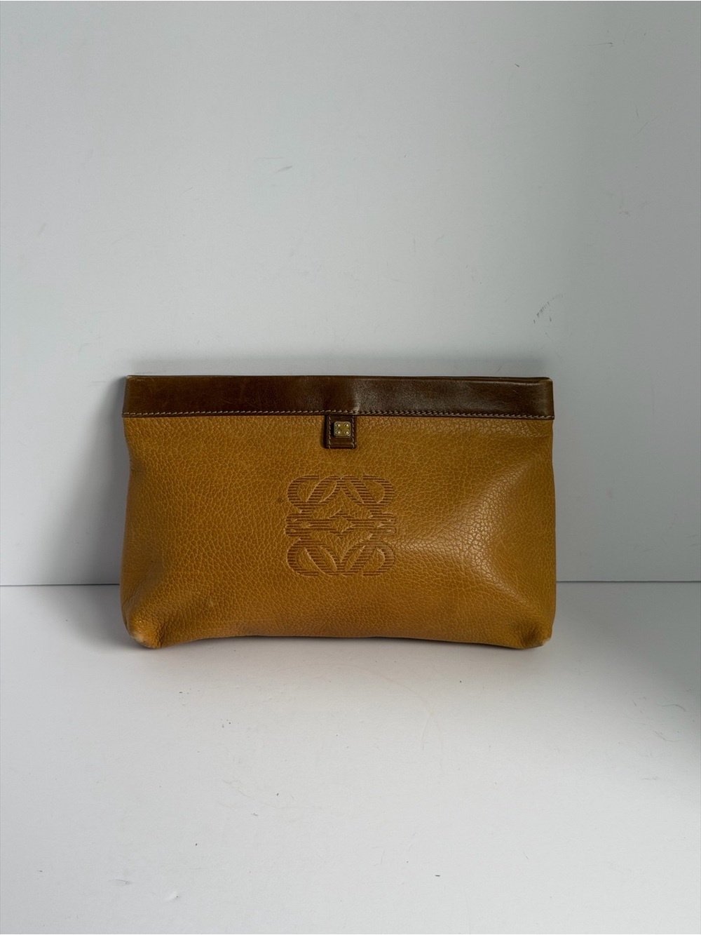 Vintage Loewe Anagram Leather Clutch Pouch